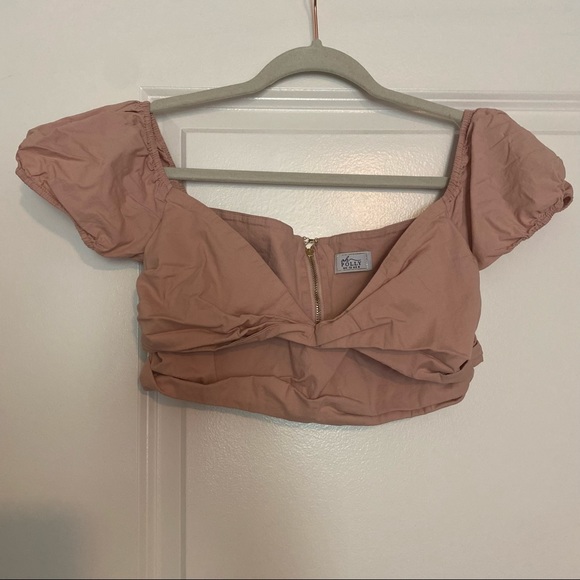 Oh Polly Off The Shoulder Crop Top - Pink - Picture 2 of 4